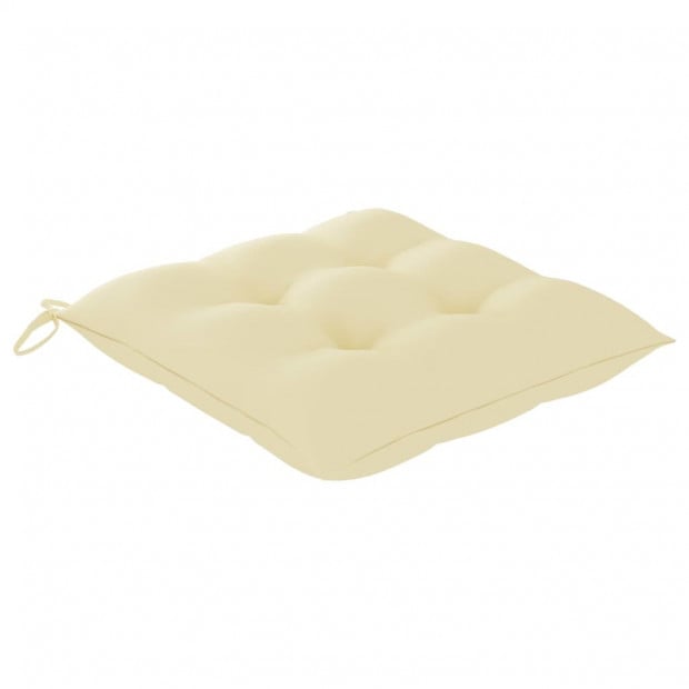 Garden Chairs With Cream White Cushions 3 Pcs Solid Teak Wood Image 6