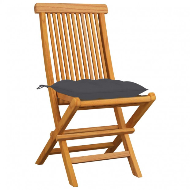 Garden Chairs With Anthracite Cushions 4 Pcs Solid Teak Wood Image 2