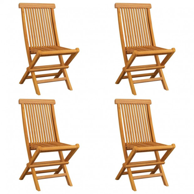 Garden Chairs With Anthracite Cushions 4 Pcs Solid Teak Wood Image 3