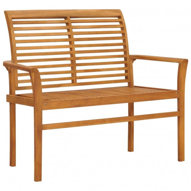 Garden Bench With Beige Cushion 112 Cm Solid Teak Wood Image 2