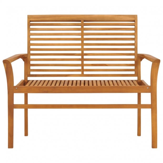 Garden Bench With Beige Cushion 112 Cm Solid Teak Wood Image 3