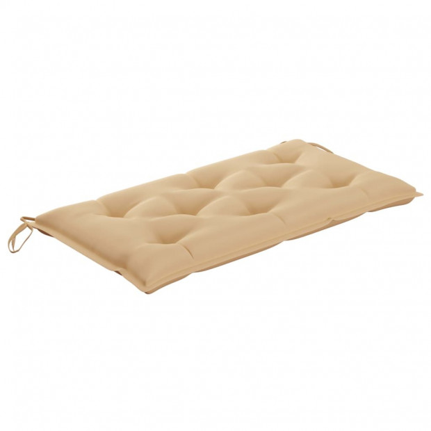 Garden Bench With Beige Cushion 112 Cm Solid Teak Wood Image 7