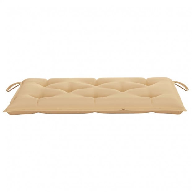 Garden Bench With Beige Cushion 112 Cm Solid Teak Wood Image 8