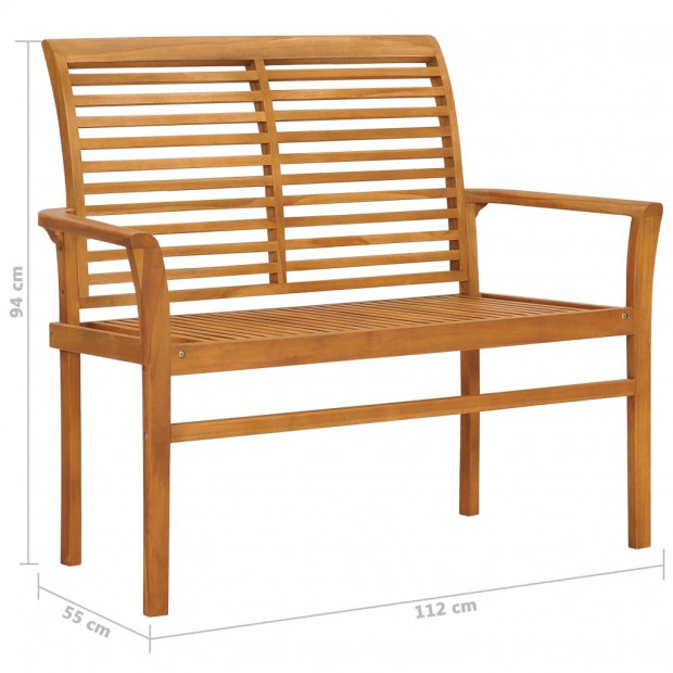 Garden Bench With Beige Cushion 112 Cm Solid Teak Wood Image 10