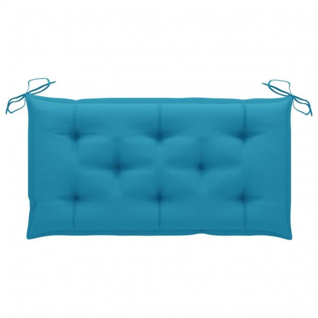 Garden Bench With Light Blue Cushion 112 Cm Solid Teak Wood Image 6