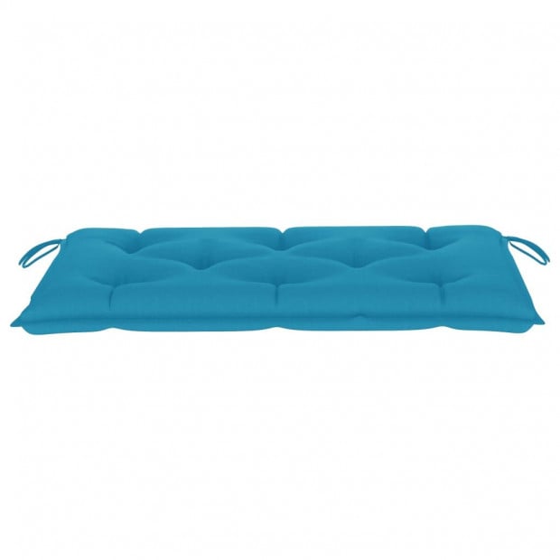 Garden Bench With Light Blue Cushion 112 Cm Solid Teak Wood Image 8