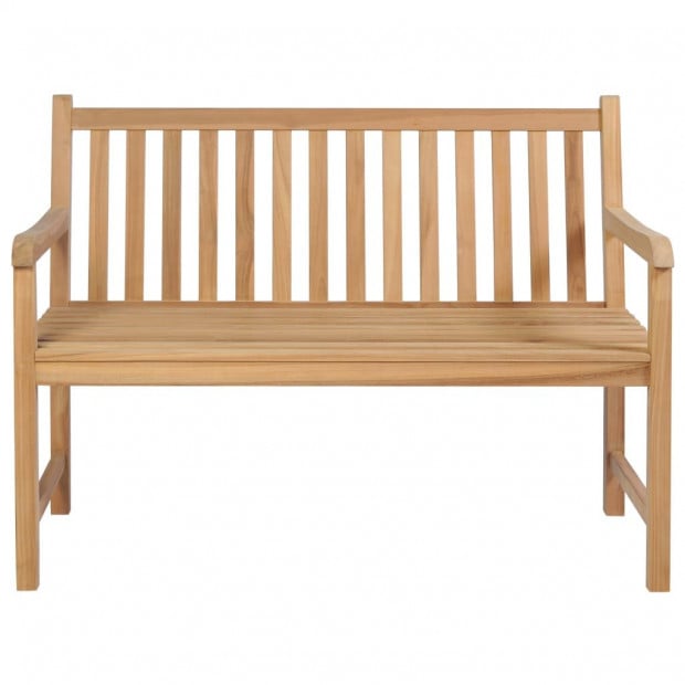 Teak Wood Garden Bench With Blue Cushion 120 Cm Solid Image 3