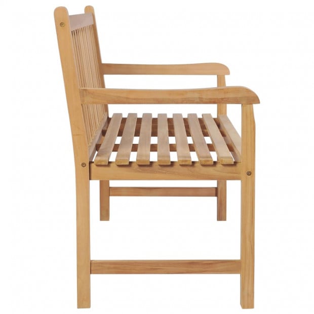 Teak Wood Garden Bench With Blue Cushion 120 Cm Solid Image 4
