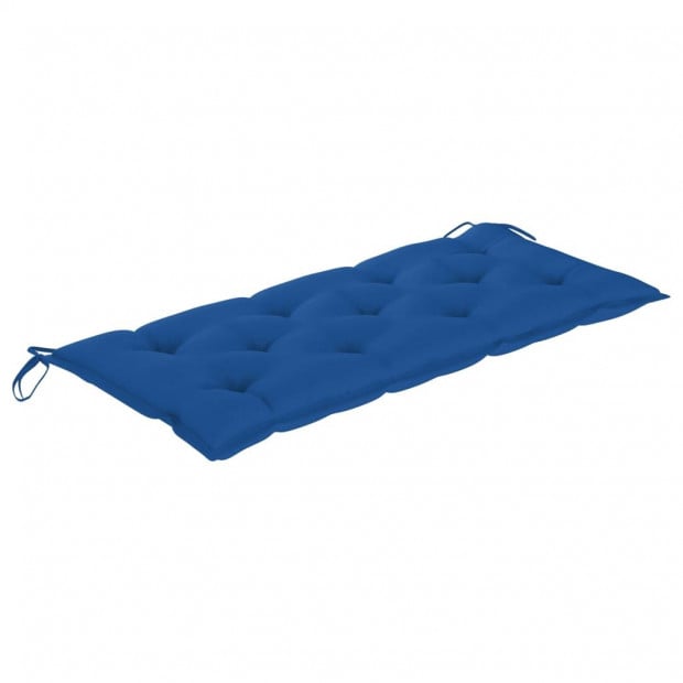 Teak Wood Garden Bench With Blue Cushion 120 Cm Solid Image 7