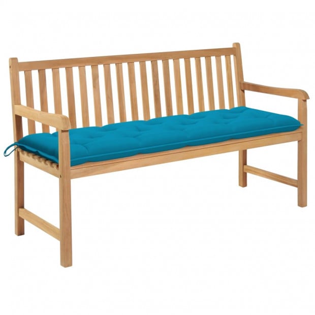 Garden Bench With Light Blue Cushion 150 Cm Solid