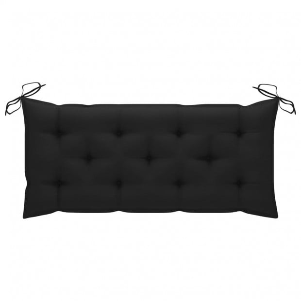 Garden Bench With Black Cushion 120 Cm Solid Teak Wood Image 5
