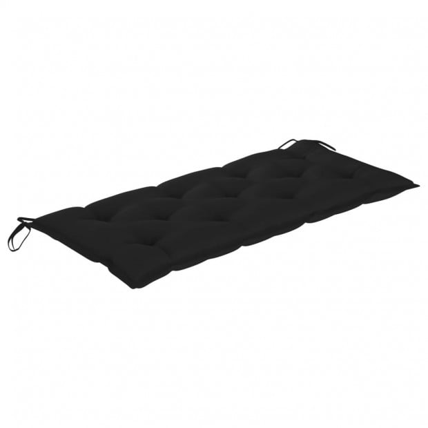 Garden Bench With Black Cushion 120 Cm Solid Teak Wood Image 6