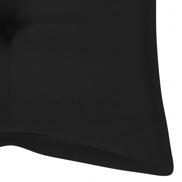 Garden Bench With Black Cushion 120 Cm Solid Teak Wood Image 8