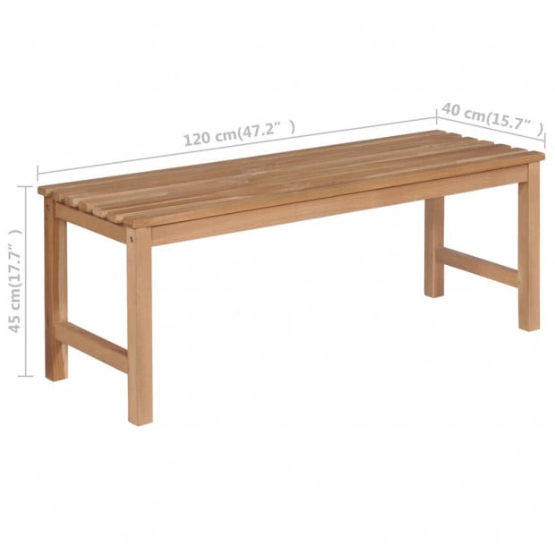 Garden Bench With Black Cushion 120 Cm Solid Teak Wood Image 9