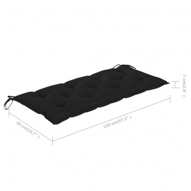 Garden Bench With Black Cushion 120 Cm Solid Teak Wood Image 10