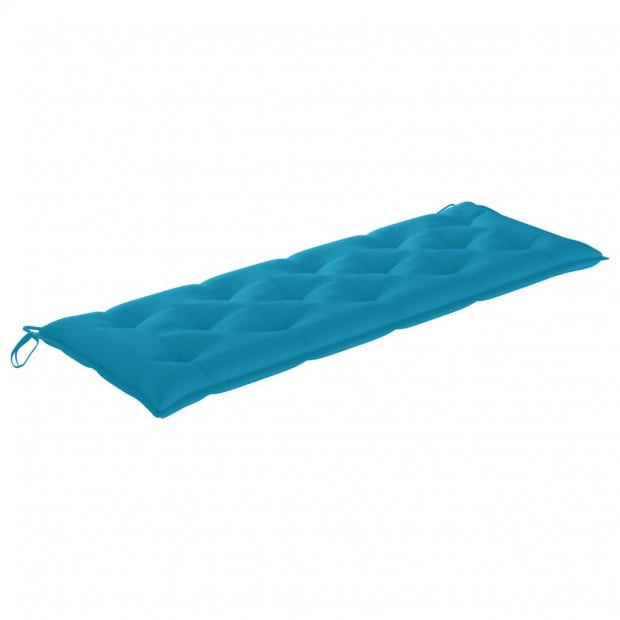 Garden Bench With Light Blue Cushion 150 Cm Solid Teak Wood Image 2