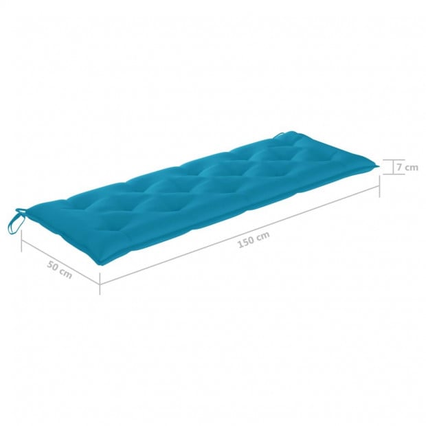 Garden Bench With Light Blue Cushion 150 Cm Solid Teak Wood Image 9