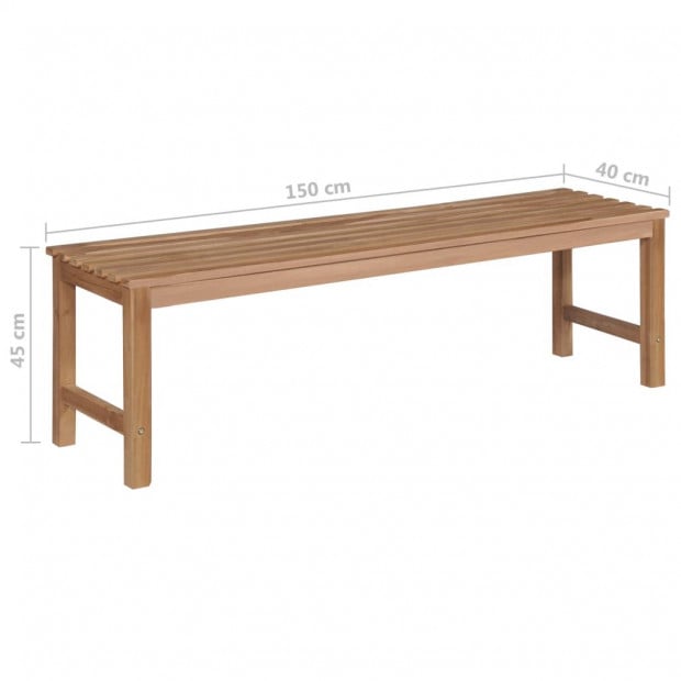 Garden Bench With Light Blue Cushion 150 Cm Solid Teak Wood Image 10