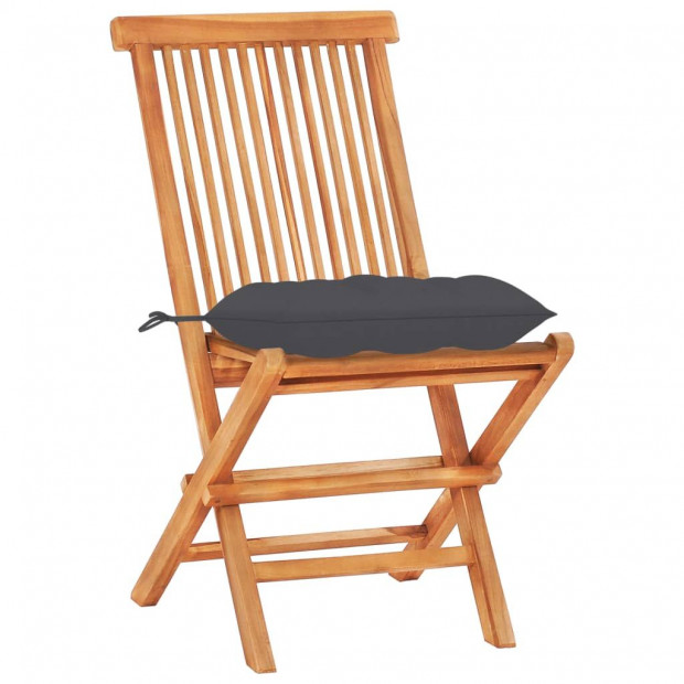 3 Piece Bistro Set With Anthracite Cushions Solid Teak Wood Image 11