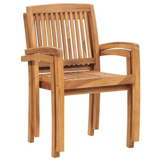 Garden Chairs With Grey Cushions 2 Pcs Solid Teak Wood Image 3