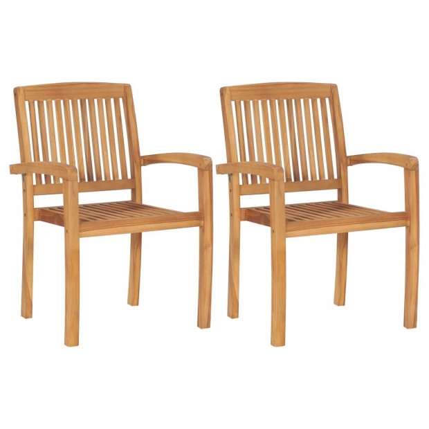Garden Chairs With Grey Cushions 2 Pcs Solid Teak Wood Image 4