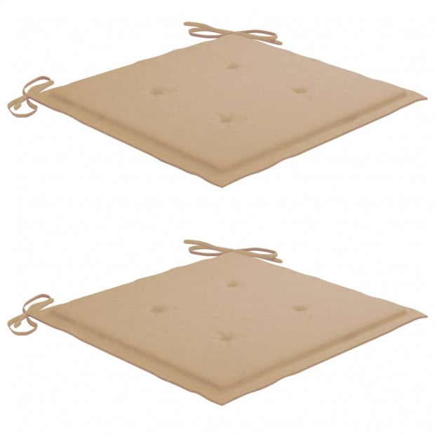 Garden Chairs 2 Pcs With Beige Cushions Solid Teak Wood Image 8
