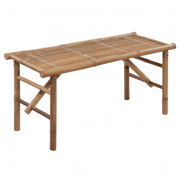 Folding Garden Bench With Cushion Bamboo 118 Cm Image 2
