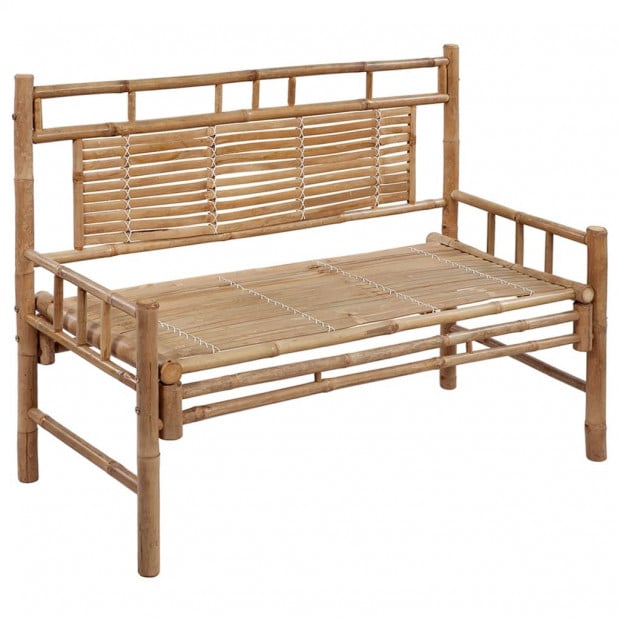 Garden Bench With Cushion Bamboo 120 Cm Image 2