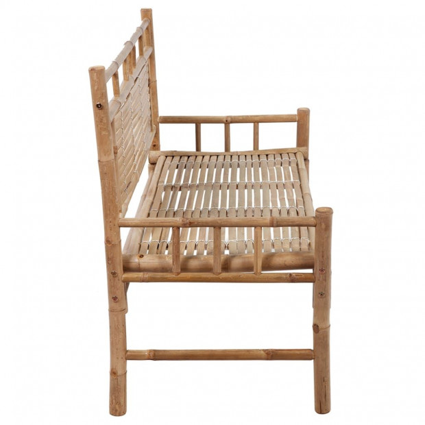 Garden Bench With Cushion Bamboo 120 Cm Image 4