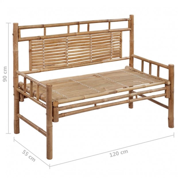 Garden Bench With Cushion Bamboo 120 Cm Image 10