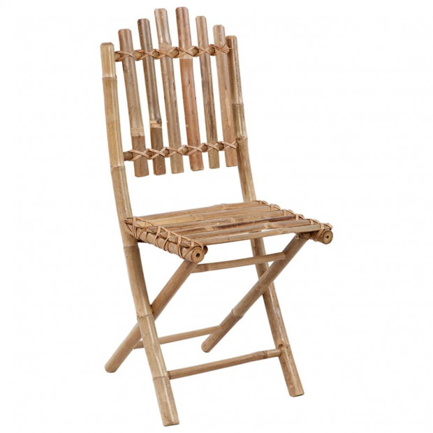 5 Piece Folding Outdoor Dining Set With Cushions Bamboo Image 6