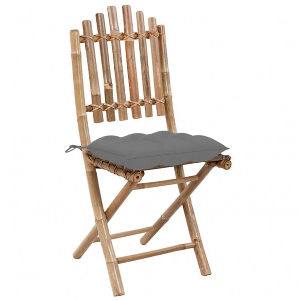 5 Piece Folding Outdoor Dining Set With Cushions Bamboo Image 5