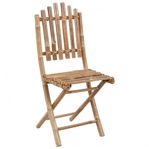 5 Piece Folding Outdoor Dining Set With Cushions Bamboo Image 6