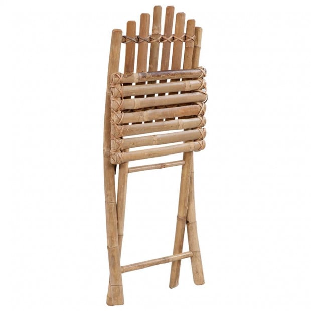 5 Piece Folding Outdoor Dining Set With Cushions Bamboo Image 7