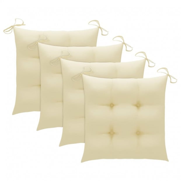 5 Piece Folding Outdoor Dining Set With Cushions Bamboo Image 8