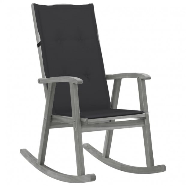 Rocking Chair With Cushions Grey Solid Acacia Wood