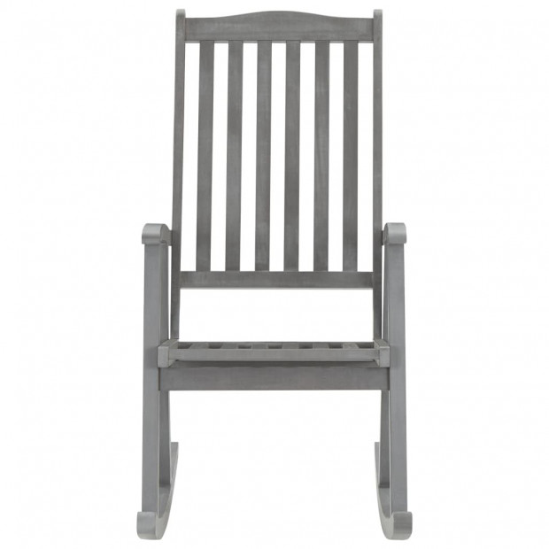 Rocking Chair With Cushions Grey Solid Acacia Wood Image 3