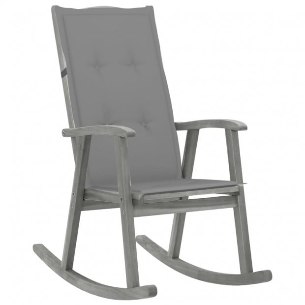 Rocking Chair With Cushions Grey Solid Acacia Wood