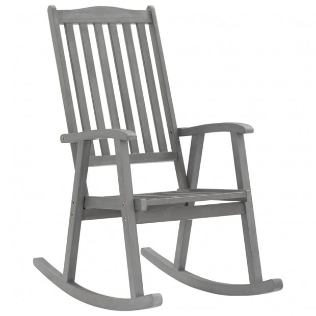 Rocking Chair With Cushions Grey Solid Acacia Wood Image 2