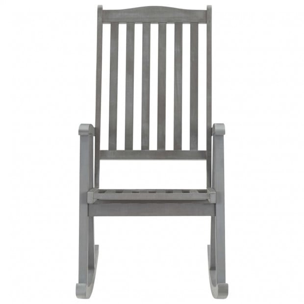 Rocking Chair With Cushions Grey Solid Acacia Wood Image 3