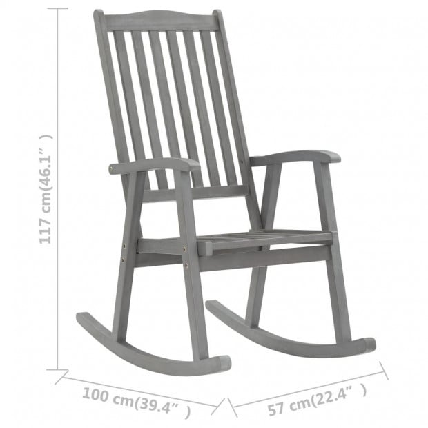 Rocking Chair With Cushions Grey Solid Acacia Wood Image 9