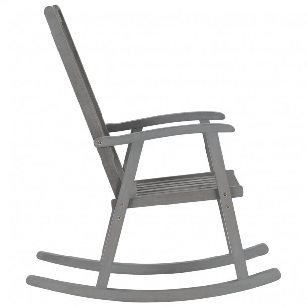 Rocking Chair With Cushions Grey Solid Acacia Wood Image 4