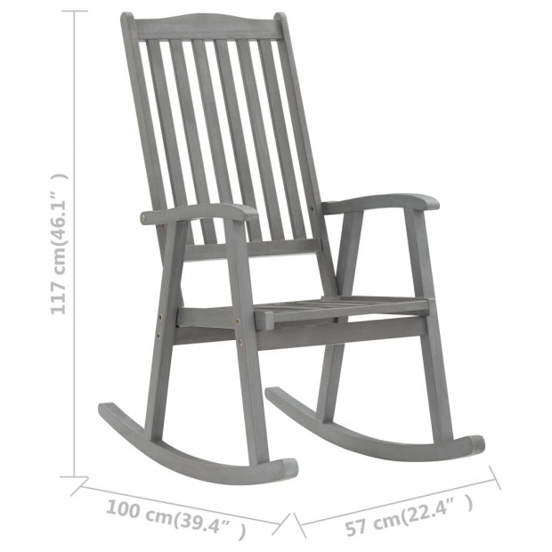 Rocking Chair With Cushions Grey Solid Acacia Wood Image 9
