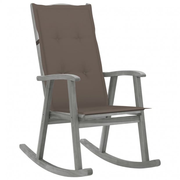Rocking Chair With Cushions Grey Acacia Solid Wood