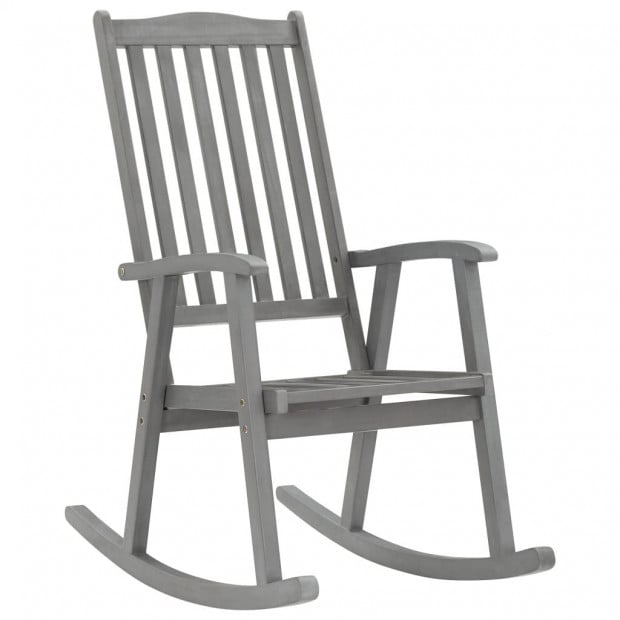 Rocking Chair With Cushions Grey Acacia Solid Wood Image 2