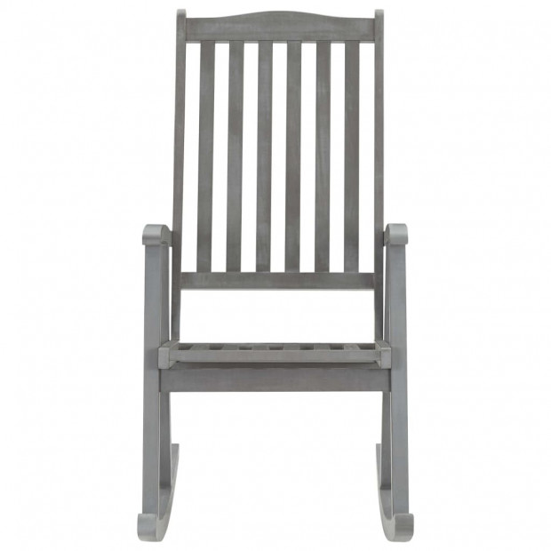 Rocking Chair With Cushions Grey Acacia Solid Wood Image 3
