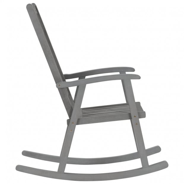 Rocking Chair With Cushions Grey Acacia Solid Wood Image 4