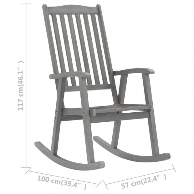 Rocking Chair With Cushions Grey Acacia Solid Wood Image 9
