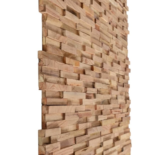 3D Wall Cladding Panels 10 Pcs 1.08 M² Solid Teak Wood Image 3