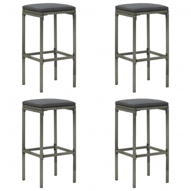 5 Piece Garden Bar Set With Cushions Poly Rattan Grey Image 5